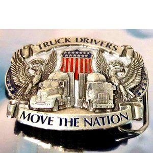 Vintage TRUCK DRIVERS MOVE THE NATION - THE GREAT AMERICAN BUCKLE CO BELT BUCKLE